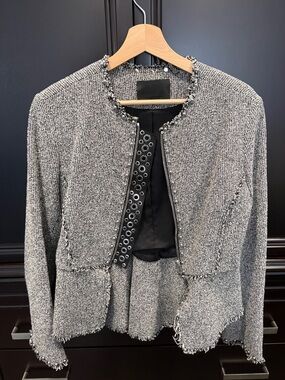 Alexander Wang Grey Tweed Peplum Jacket